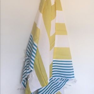 New Turkish Cotton Beach Towel | Blue Yellow White